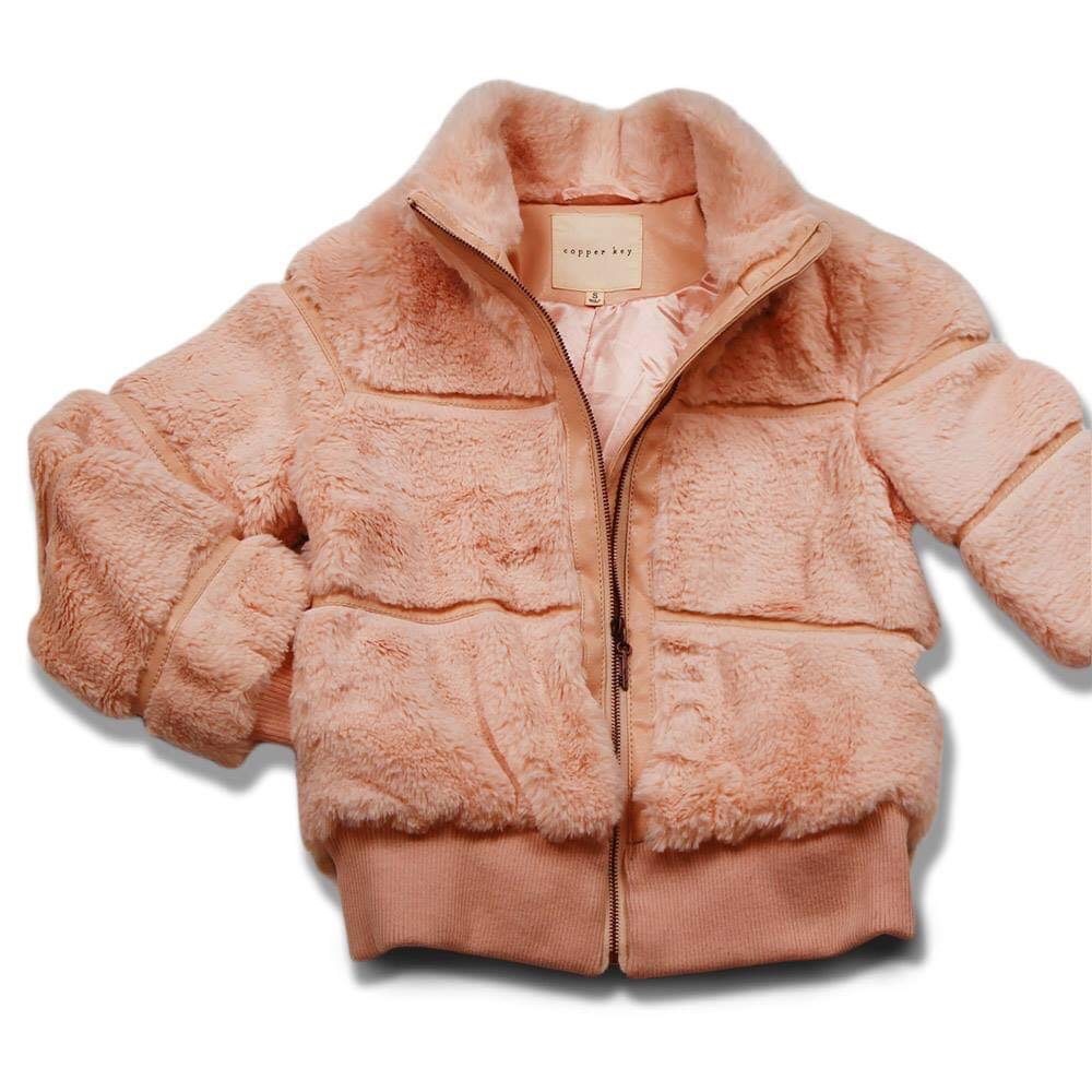 NWT Copper Key Kids Girls Pink Fur Coat